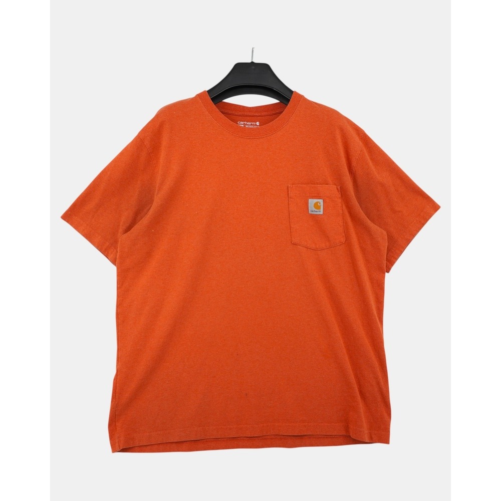 Carhartt Pocket T-Shirt Men's XL‎ Orange Relaxed Fit Workwear Logo Tee